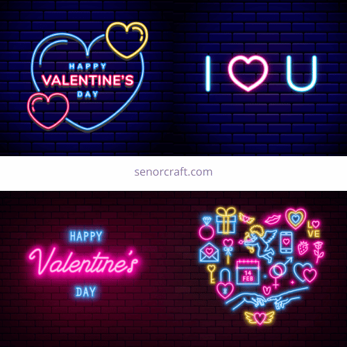 stencils for valentine's day cups neon 3