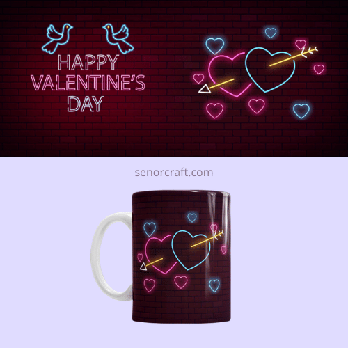 stencils for valentine's day cups neon 4